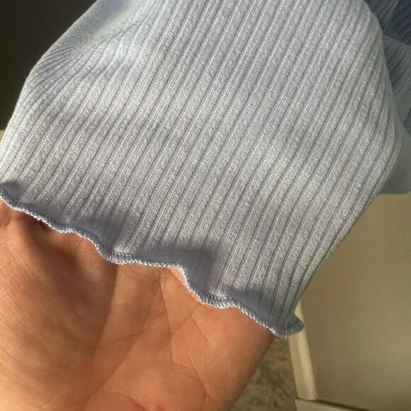 Pink Rose Woman's Light Blue Ribbed Cinched Front Short Sleeve Mini Dress-Size M - Picture 9 of 9